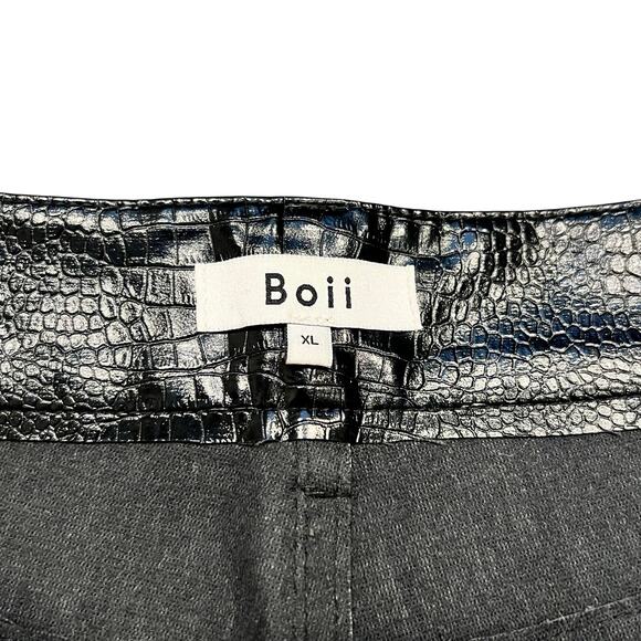Boii Studios Black Alligator Faux Leather High Rise Straight Leg Pant Women XL - Picture 8 of 8